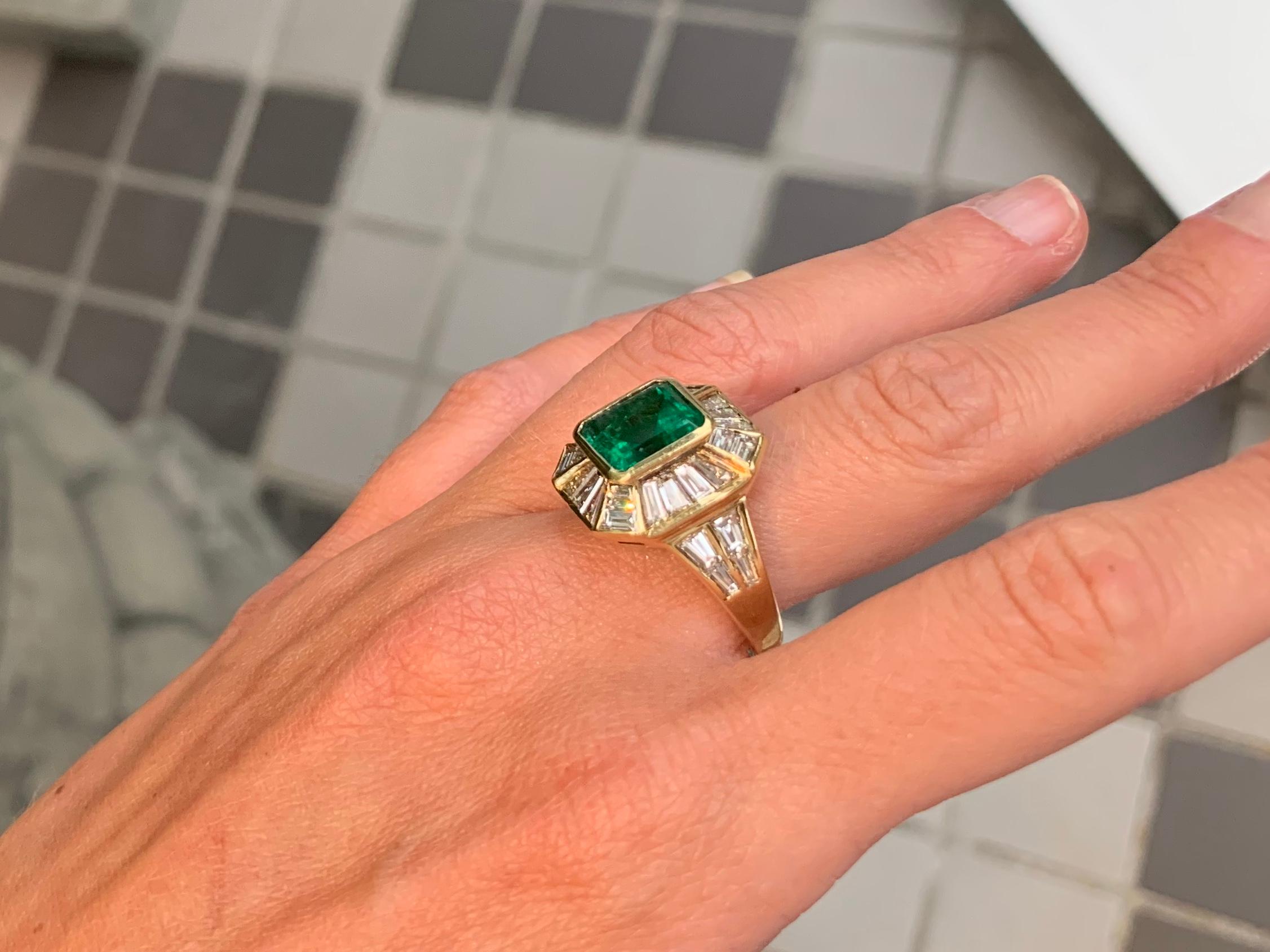 18 Karat Emerald and Diamond Ring 8