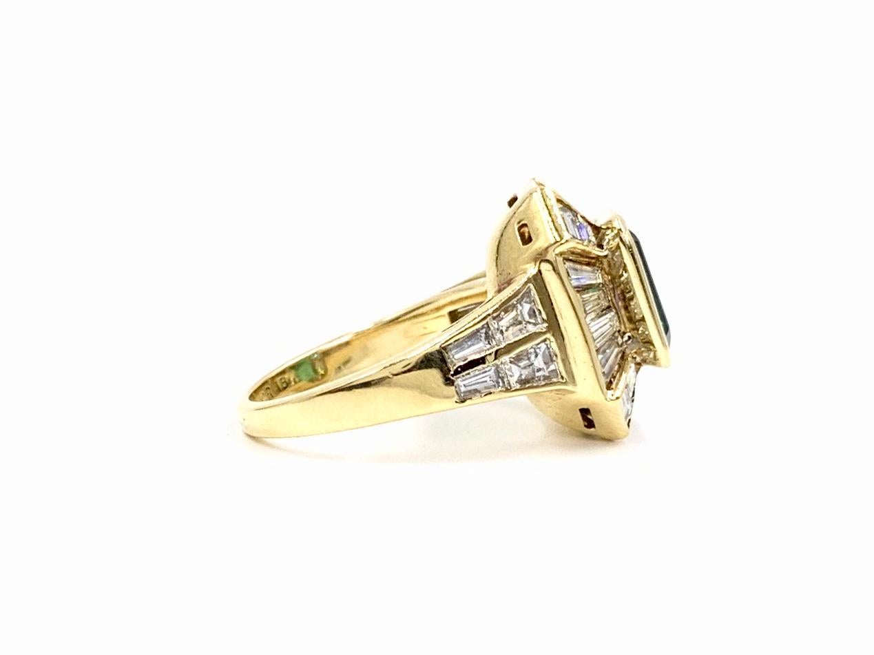 Contemporary 18 Karat Emerald and Diamond Ring