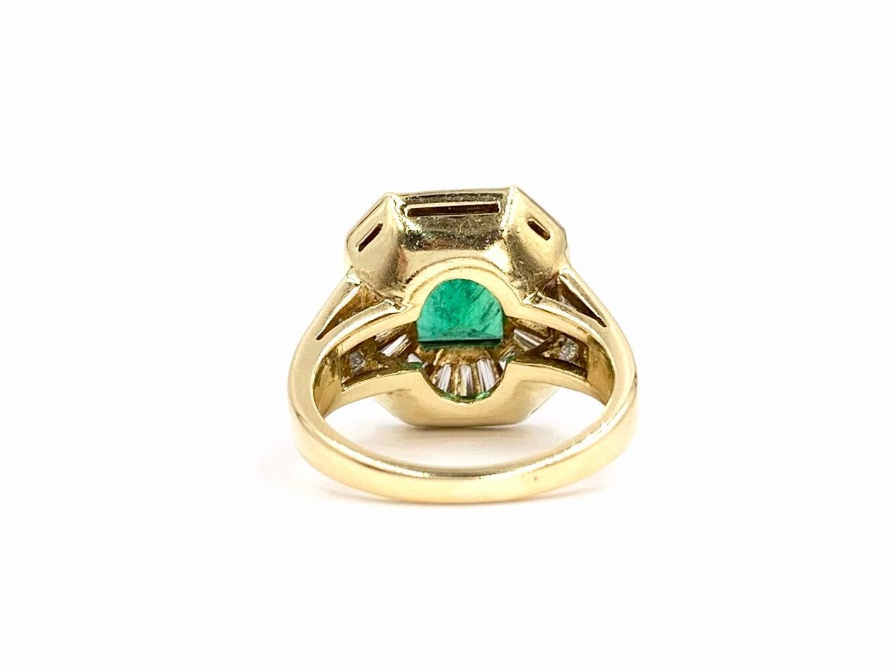 Emerald Cut 18 Karat Emerald and Diamond Ring