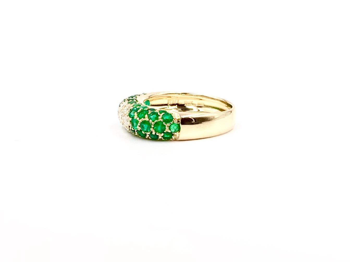 Women's or Men's 18 Karat Emerald and Diamond Ring For Sale