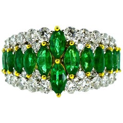 18 Karat Emerald and Diamond Ring