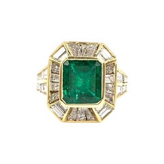 18 Karat Emerald and Diamond Ring