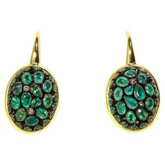 18 Karat, Emerald, Brown Diamonds and Bakelite Hook Earrings