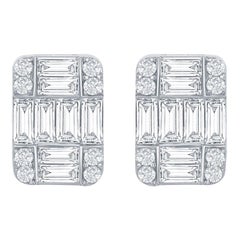 Boucles d'oreilles rectangulaires en or 18 carats et émeraudes de 2,25 carats