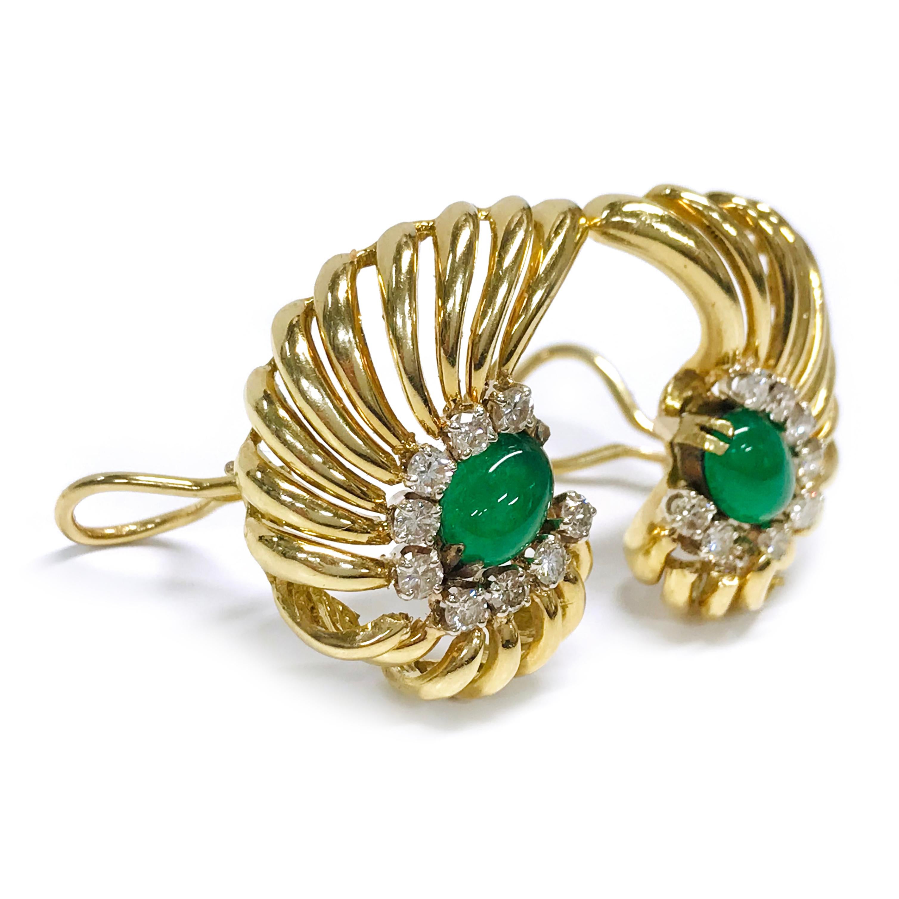 Contemporary 18 Karat Emerald Diamond Earrings For Sale