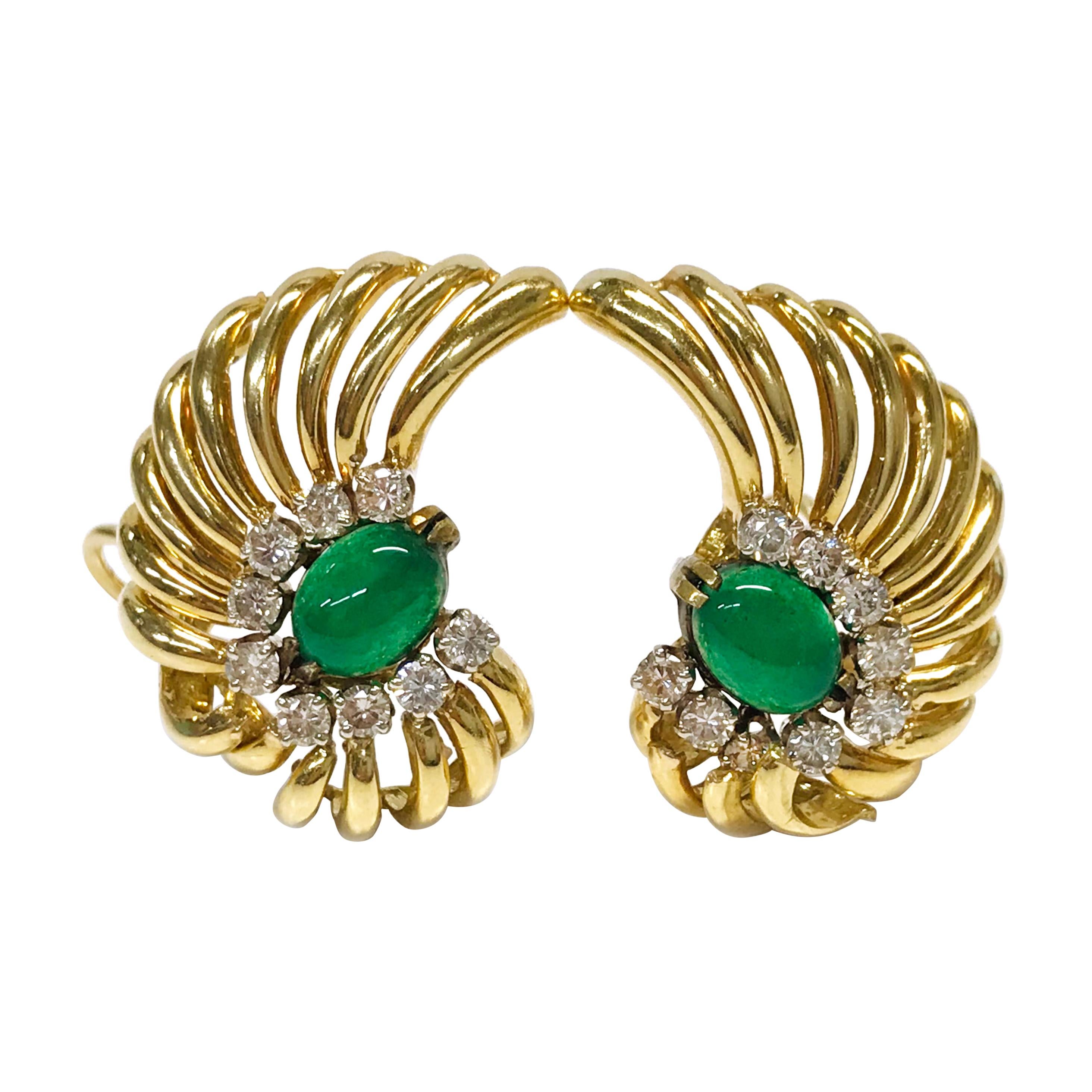 18 Karat Emerald Diamond Earrings