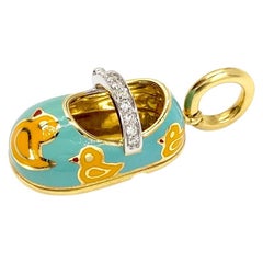 18 Karat Enamel and Diamond Aaron Basha Baby Shoe Charm