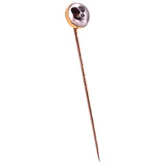 18 Karat Essex Rock Crystal Jack Russell Dog Stick Pin, circa 1880