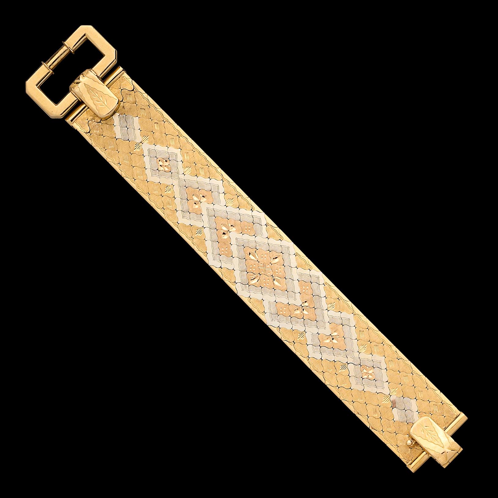 18 karat Estate Art Deco Gold Bracelet For Sale 2