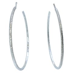 18 Karat Etched White Gold Large Hoops