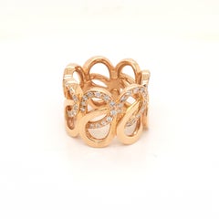 18 Karat Eternity Rose Gold Ring with Diamonds Made in Italy with Box