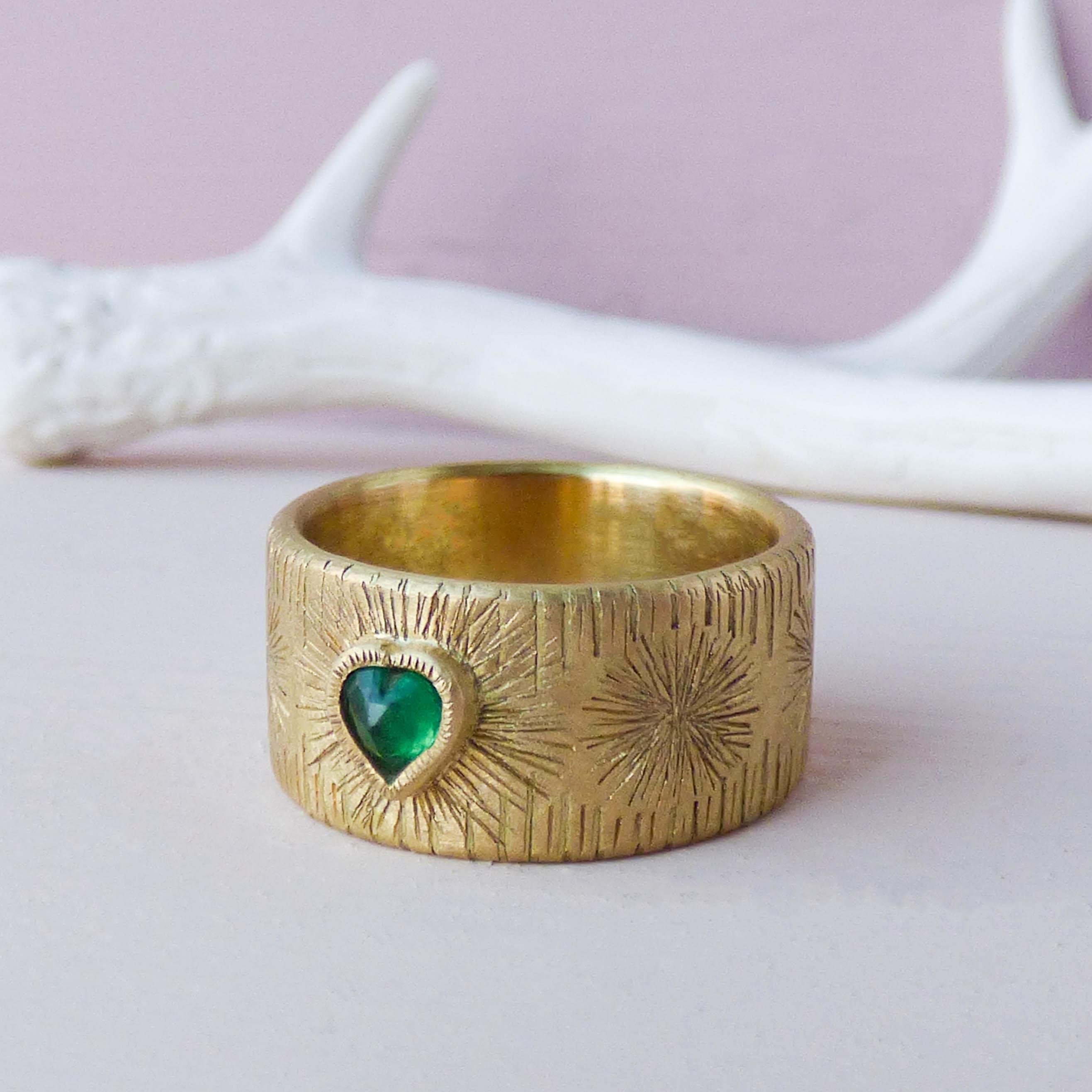 For Sale:  18K Fairtrade Yellow Gold Ring with 0.25 Carat Emerald Heart 4