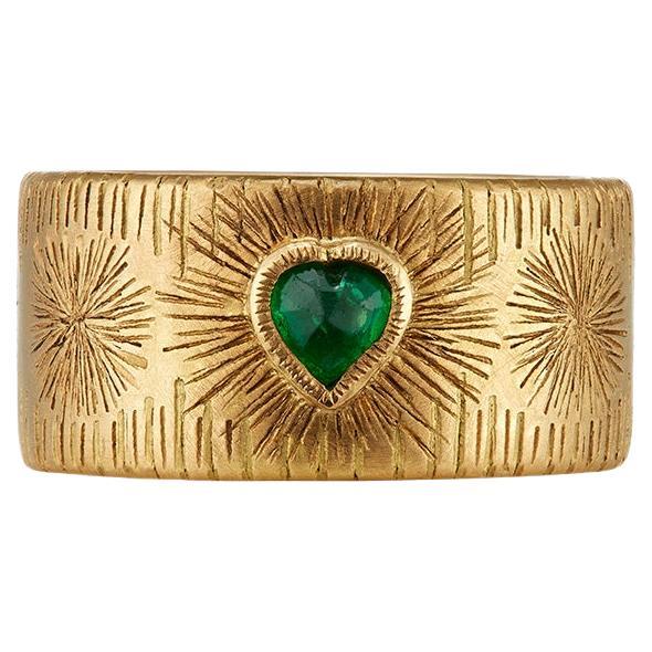 For Sale:  18K Fairtrade Yellow Gold Ring with 0.25 Carat Emerald Heart