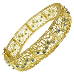 Yellow Gold Filigree Sapphire Bracelet
