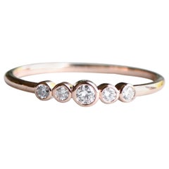 18 Karat Five Stone Diamonds Ring, Rose Gold Ring, Stacking Ring