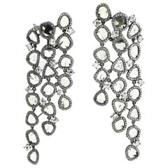 18kt Grey Gold Cascading  Earrings with Slice Diamonds