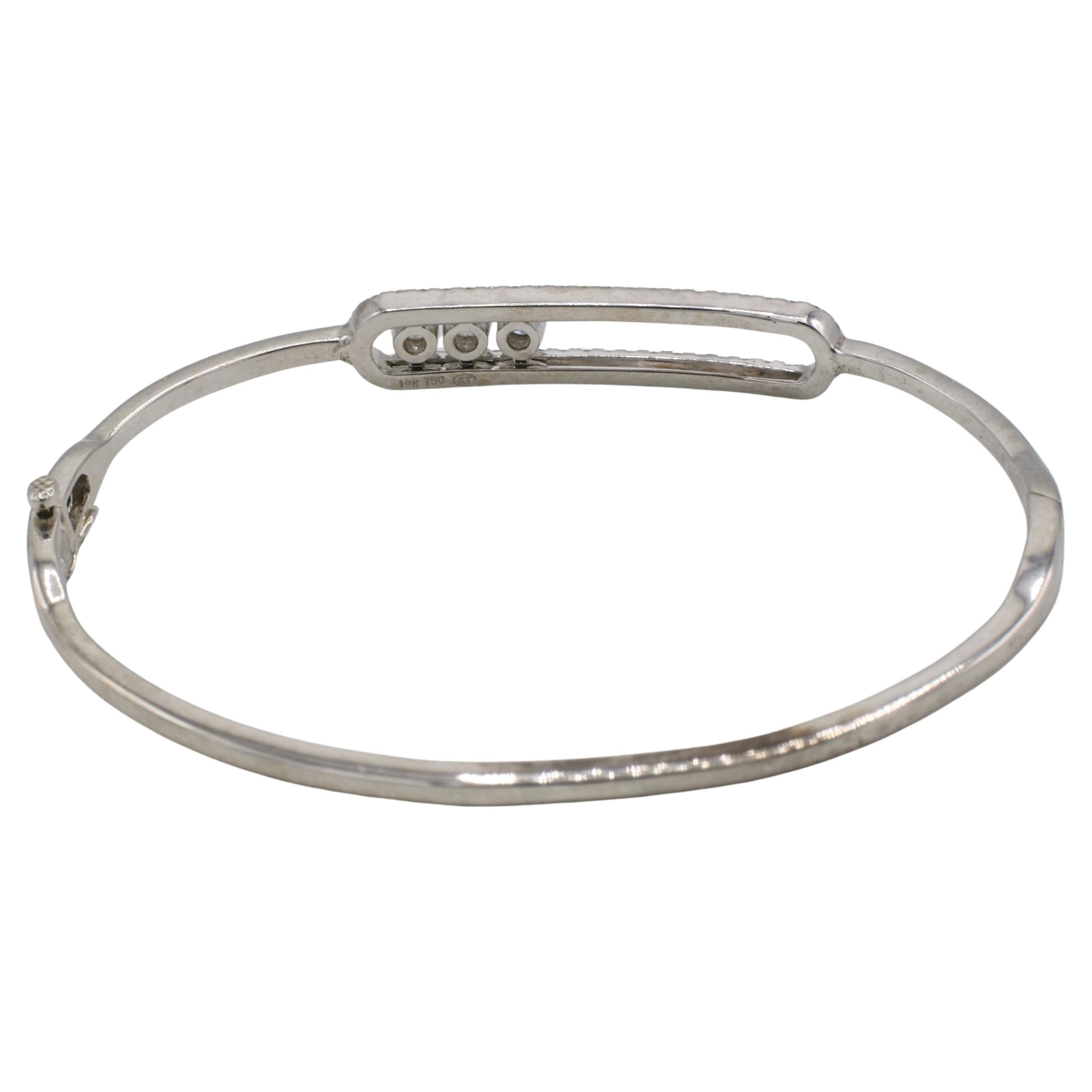 Modern 18 Karat Floating Move Natural Diamond Bangle Bracelet For Sale
