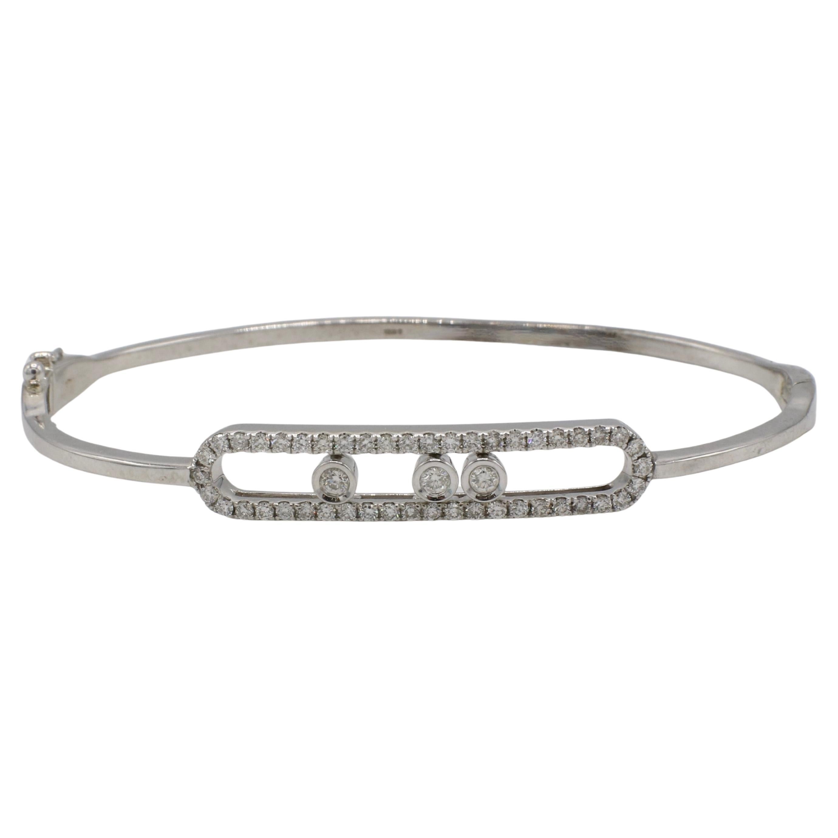 Pulsera brazalete de diamantes naturales de movimiento flotante de 18 quilates