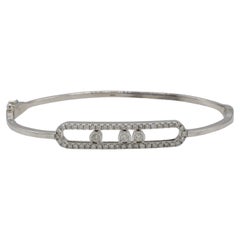 18 Karat Floating Move Natural Diamond Bangle Bracelet