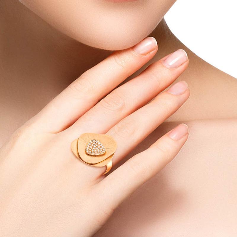Im Angebot: 18 Karat Flora Rosa Gold Ring mit Vs-Gh-Diamanten () 4