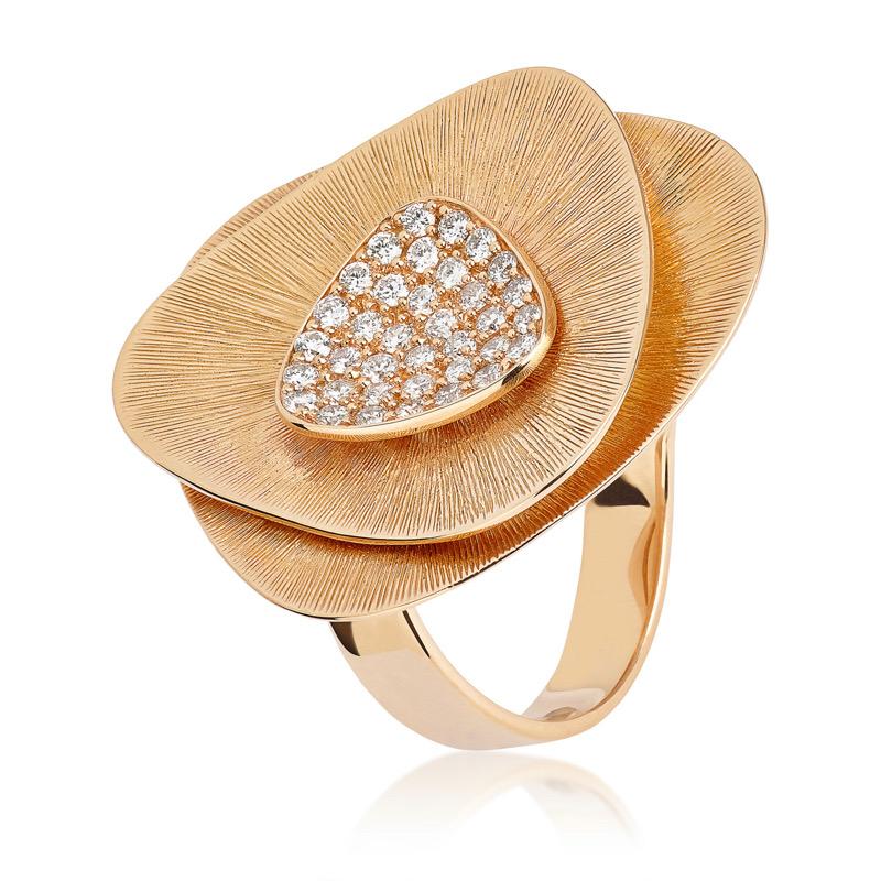 Im Angebot: 18 Karat Flora Rosa Gold Ring mit Vs-Gh-Diamanten () 5