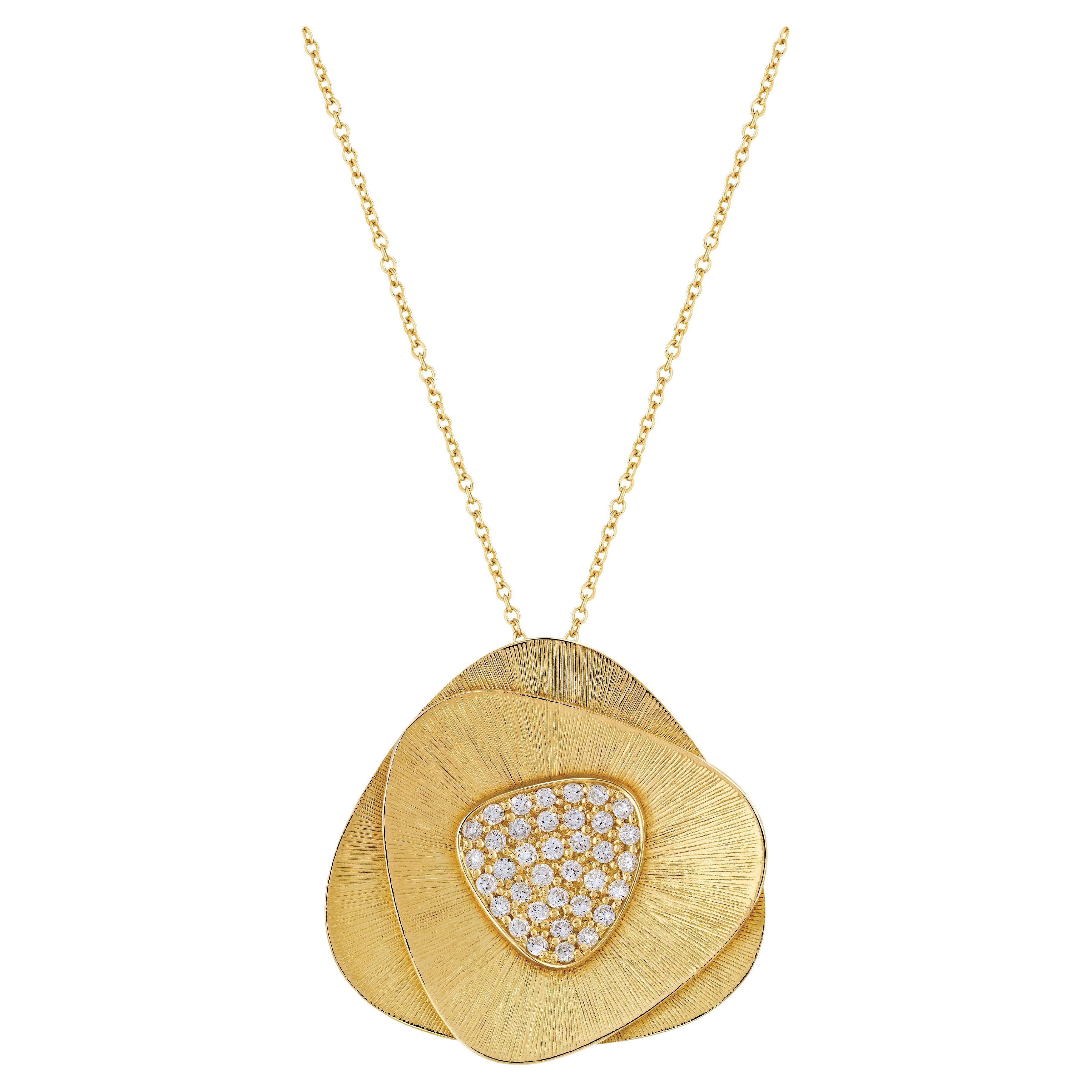 18 Karat Flora Yellow Gold Necklace With Vs-Gh Diamonds