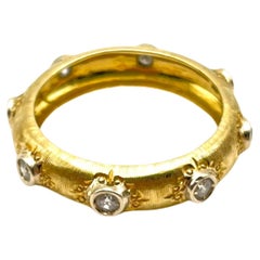 18 Karat Florentine Engraved Diamond Eternity Band