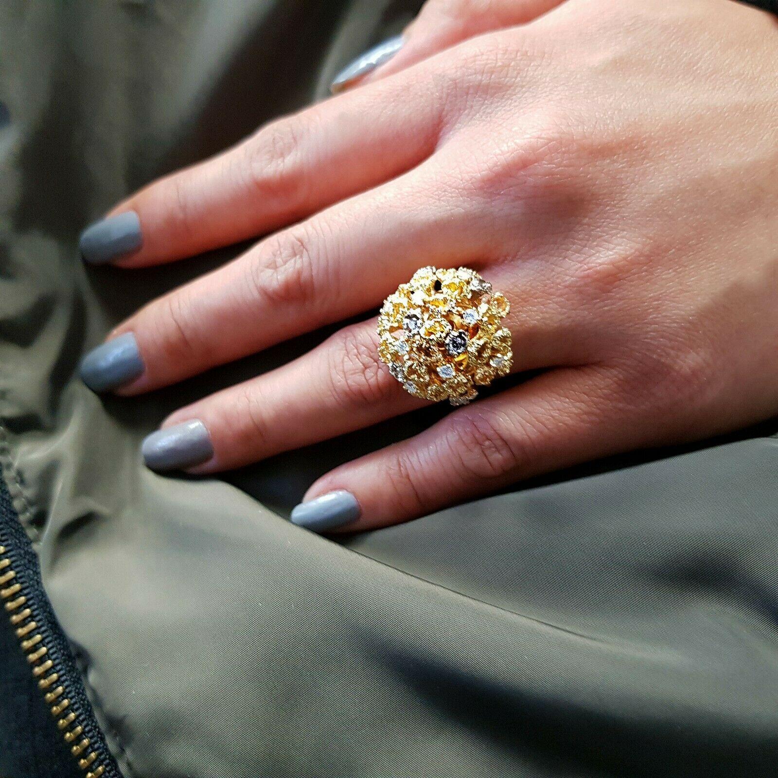 18 Karat Blumenstrauß-Ring mit Diamanten (Kunsthandwerker*in) im Angebot