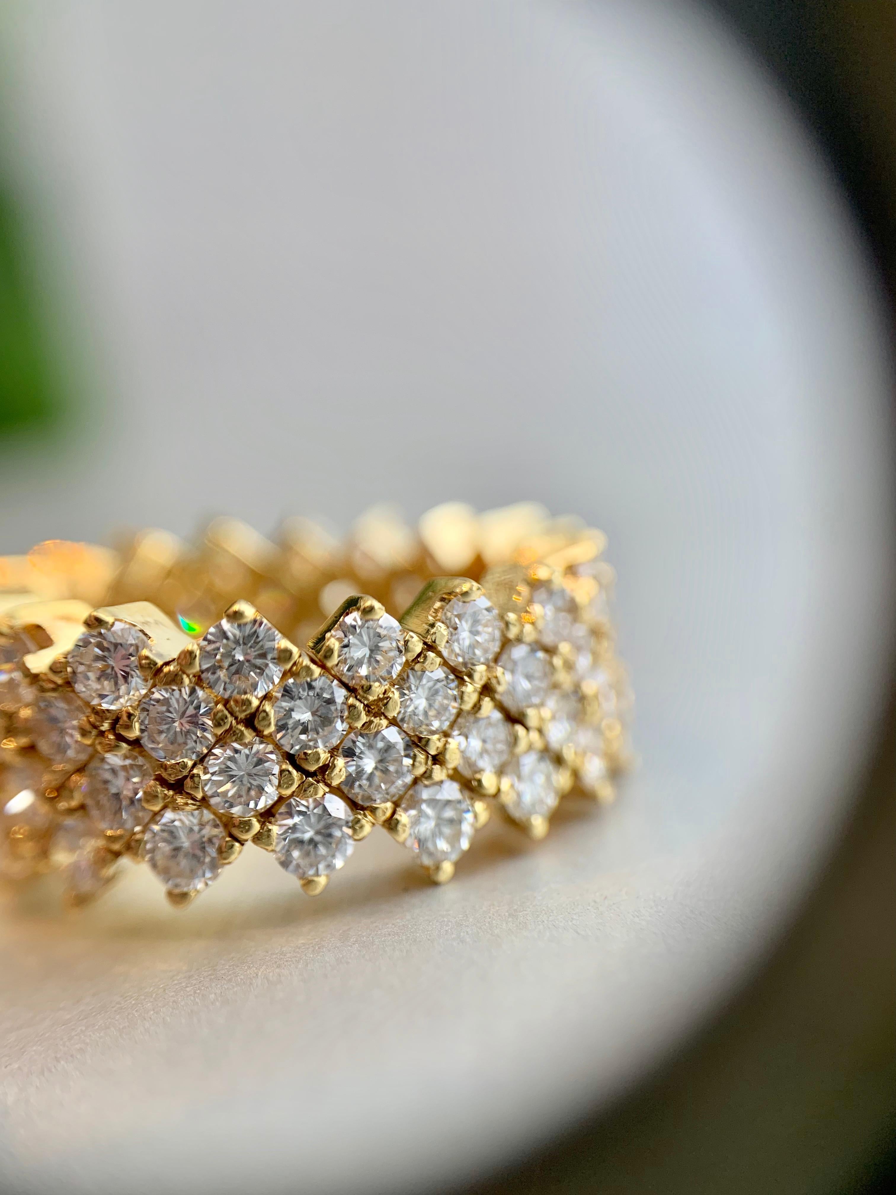 Women's or Men's 18 Karat Four-Row Diamond Eternity Wide Ring For Sale