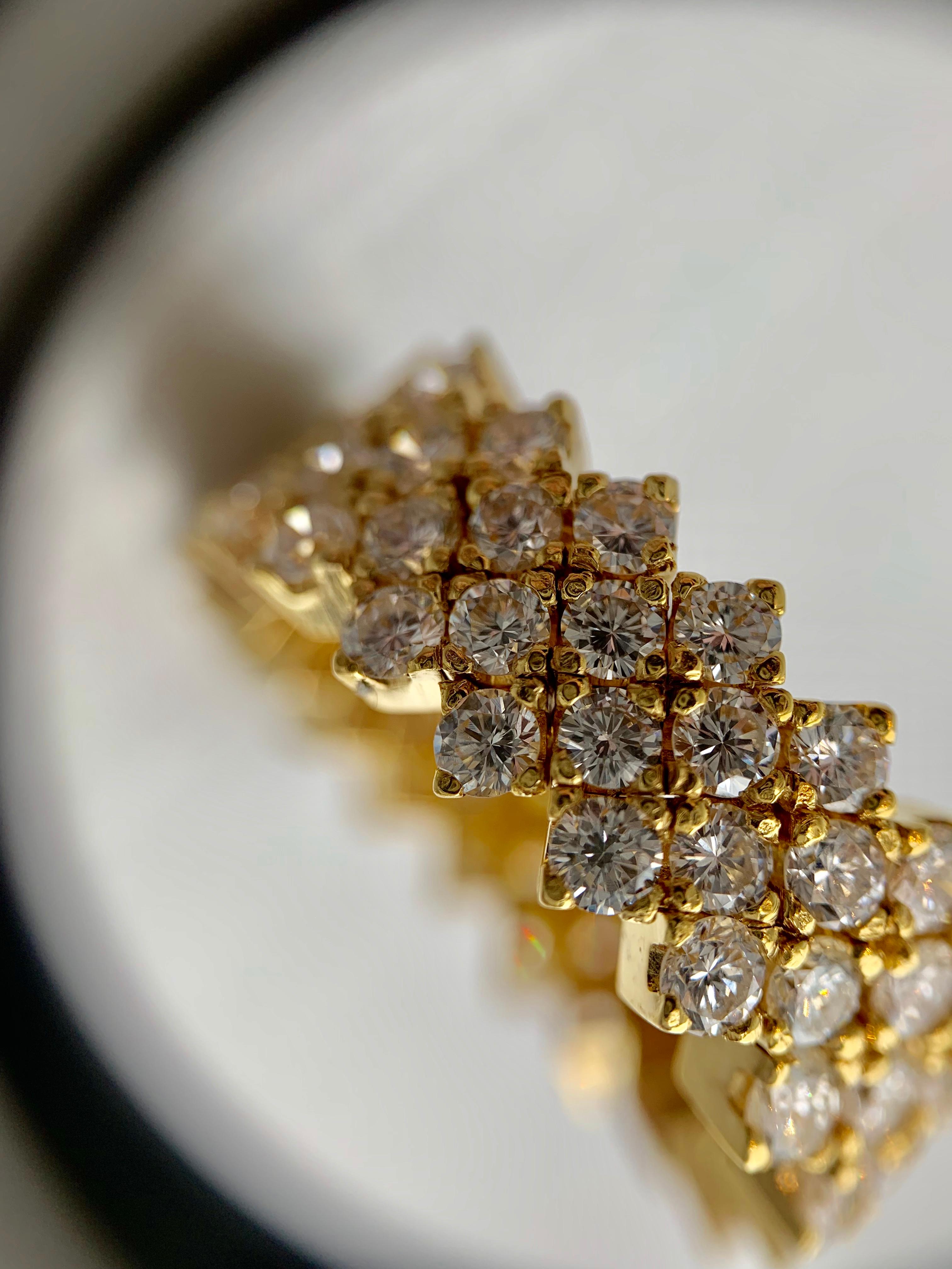 18 Karat Four-Row Diamond Eternity Wide Ring For Sale 2