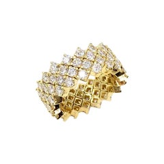 18 Karat Four-Row Diamond Eternity Wide Ring