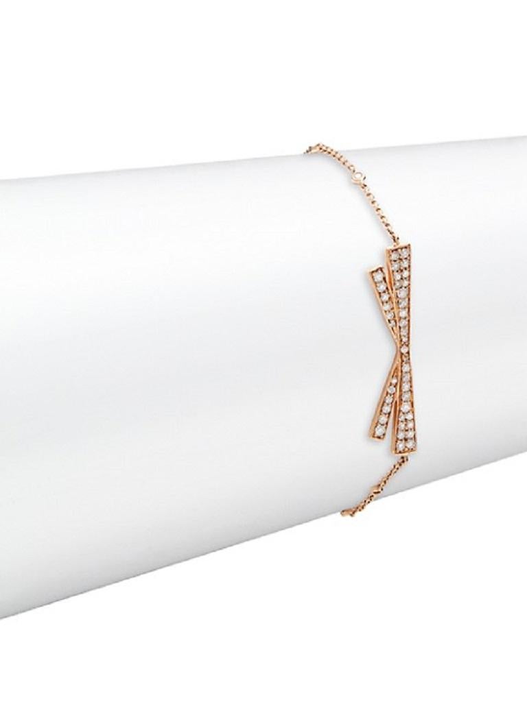 Contemporary 18 Karat Fr-Hueb Pink Gold Bracelet/Bangle with Vs Gh Diamonds For Sale