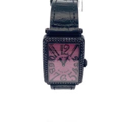 18 Karat Franck Muller Black Magic Pink Dial Watch Black Diamond Bezel