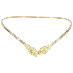 18 Karat French Lion Head Choker Necklace Yellow Gold