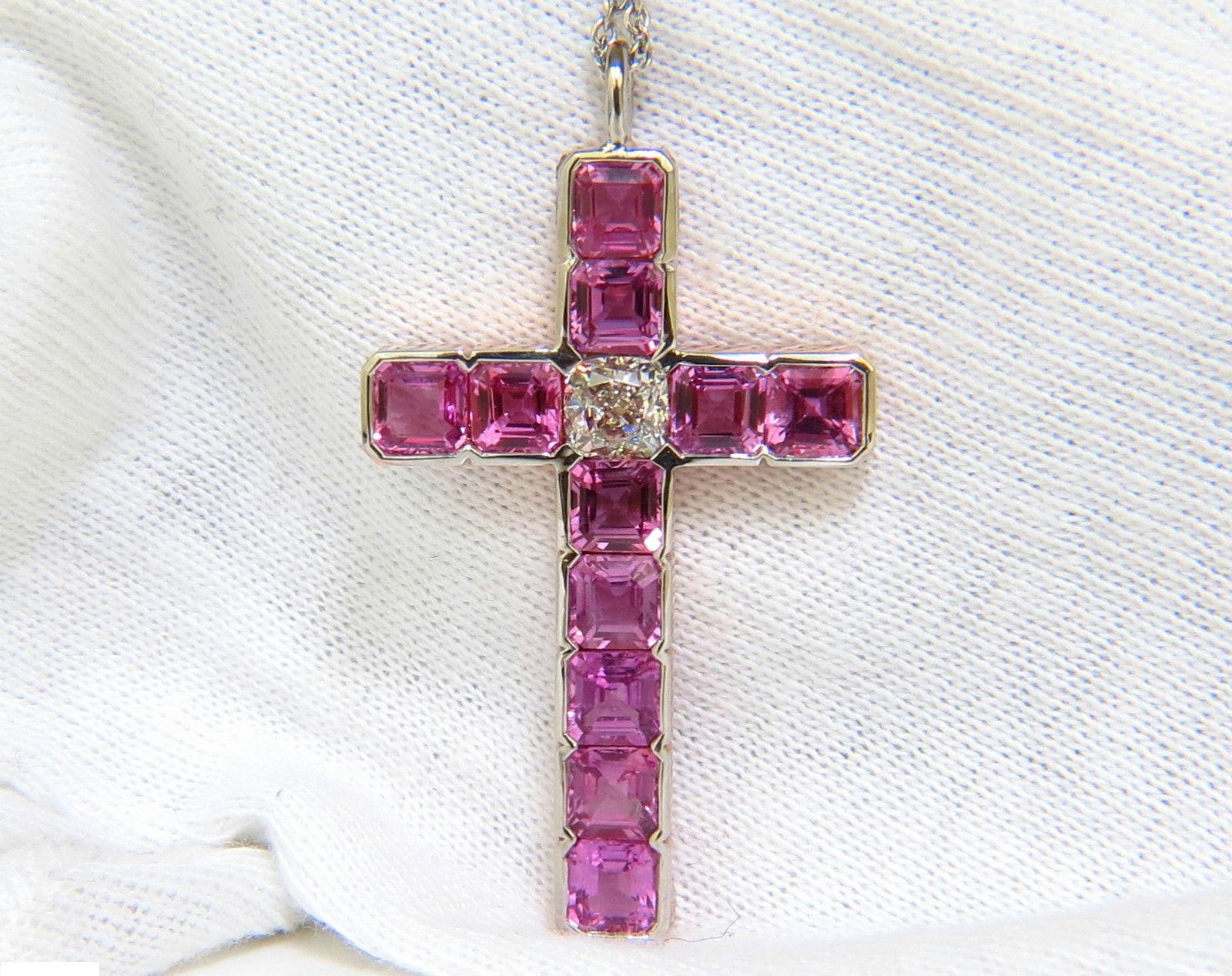 pink sapphire cross pendant