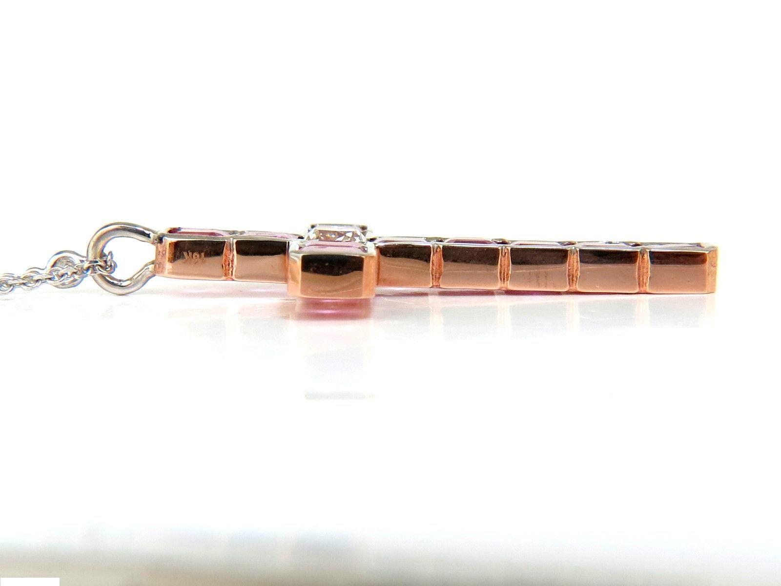 Women's or Men's 18 Karat GIA 10.41 Carat Natural Pink Sapphire Diamond Cross Pendant Necklace For Sale