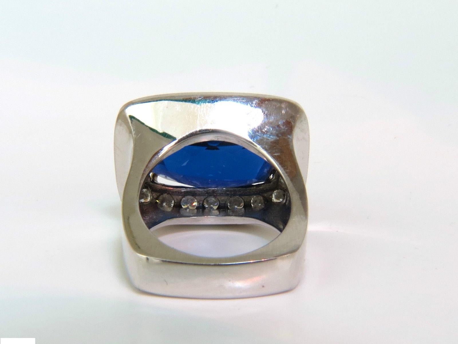 18 Karat GIA 22.95 Carat Natural Tanzanite Diamond Ring 18 Karat Custom Mount For Sale 6