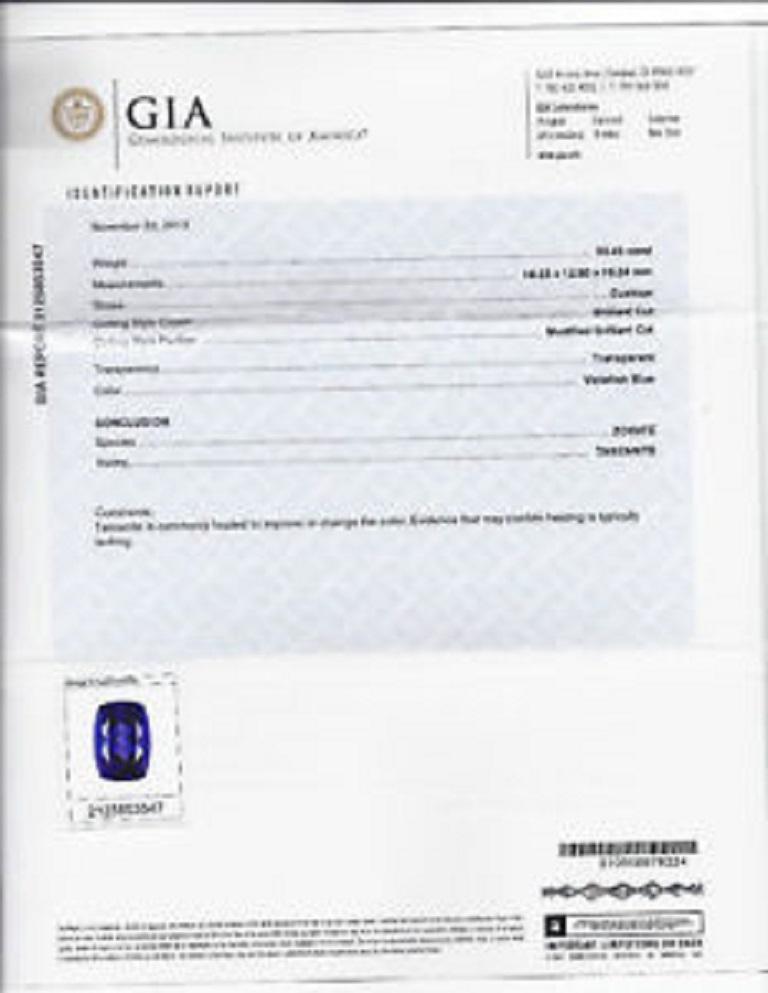 18 Karat GIA 22.95 Carat Natural Tanzanite Diamond Ring 18 Karat Custom Mount In New Condition For Sale In New York, NY