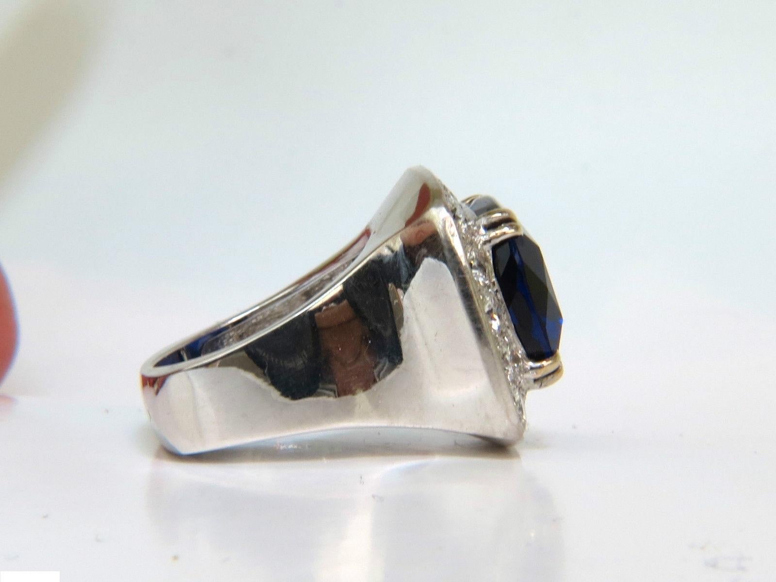 18 Karat GIA 22.95 Carat Natural Tanzanite Diamond Ring 18 Karat Custom Mount For Sale 3