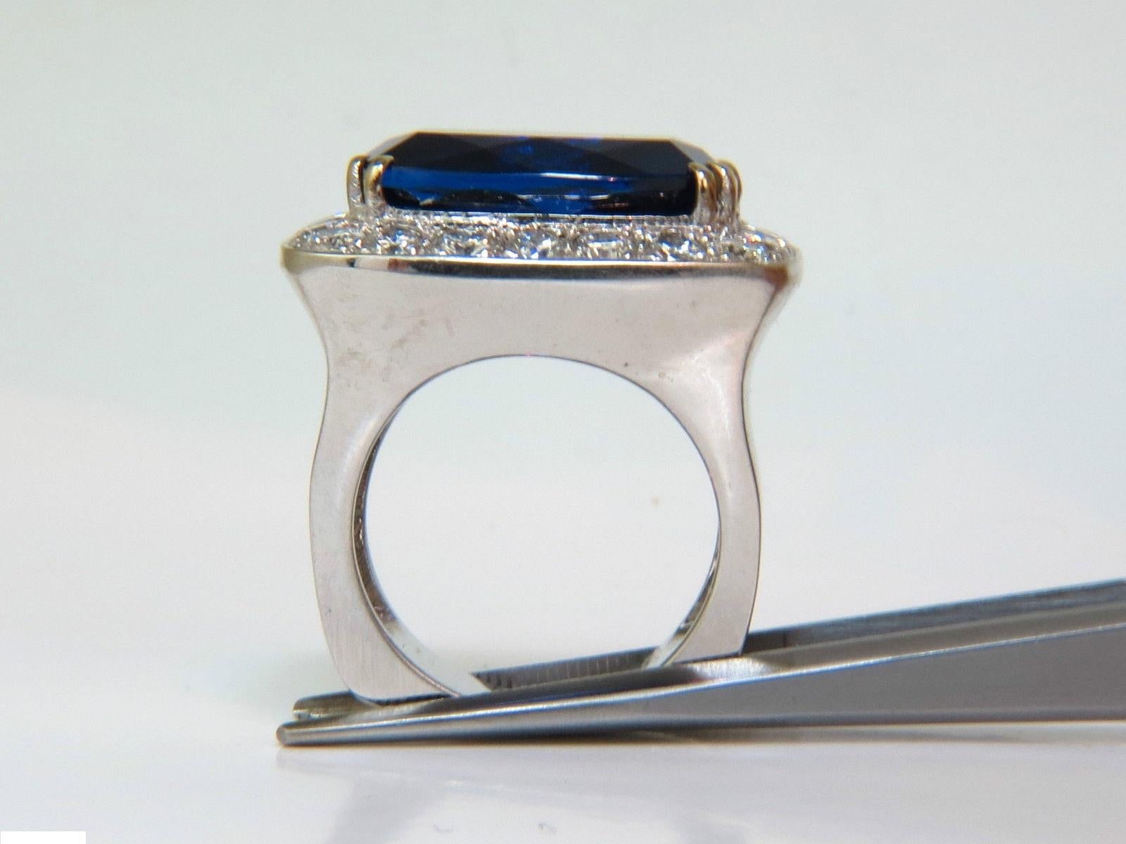 18 Karat GIA 22.95 Carat Natural Tanzanite Diamond Ring 18 Karat Custom Mount For Sale 5