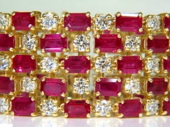 18 Karat GIA 55.25 Natural Top Gem Ruby Diamond Bracelet Hinged Blood
