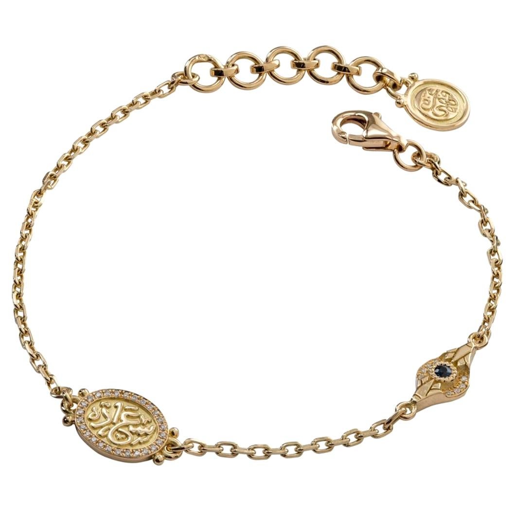 Single Pyramid Bracelet in Brass plated in 18K Gold