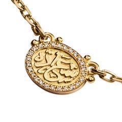 18 Karat Gold, 0.06 Carat Sapphire and 0.11 Carat Diamond Happiness Necklace