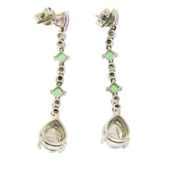 18 Karat Gold 0.24 Carat Diamonds and 6.05 Carat Multi Stones Drop Earring BL124