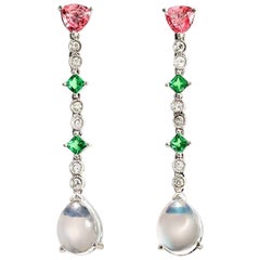 Boucles d'oreilles en goutte BL124 en or 18 carats, diamants 0,24 carat et multi-pierres de 6,05 carats