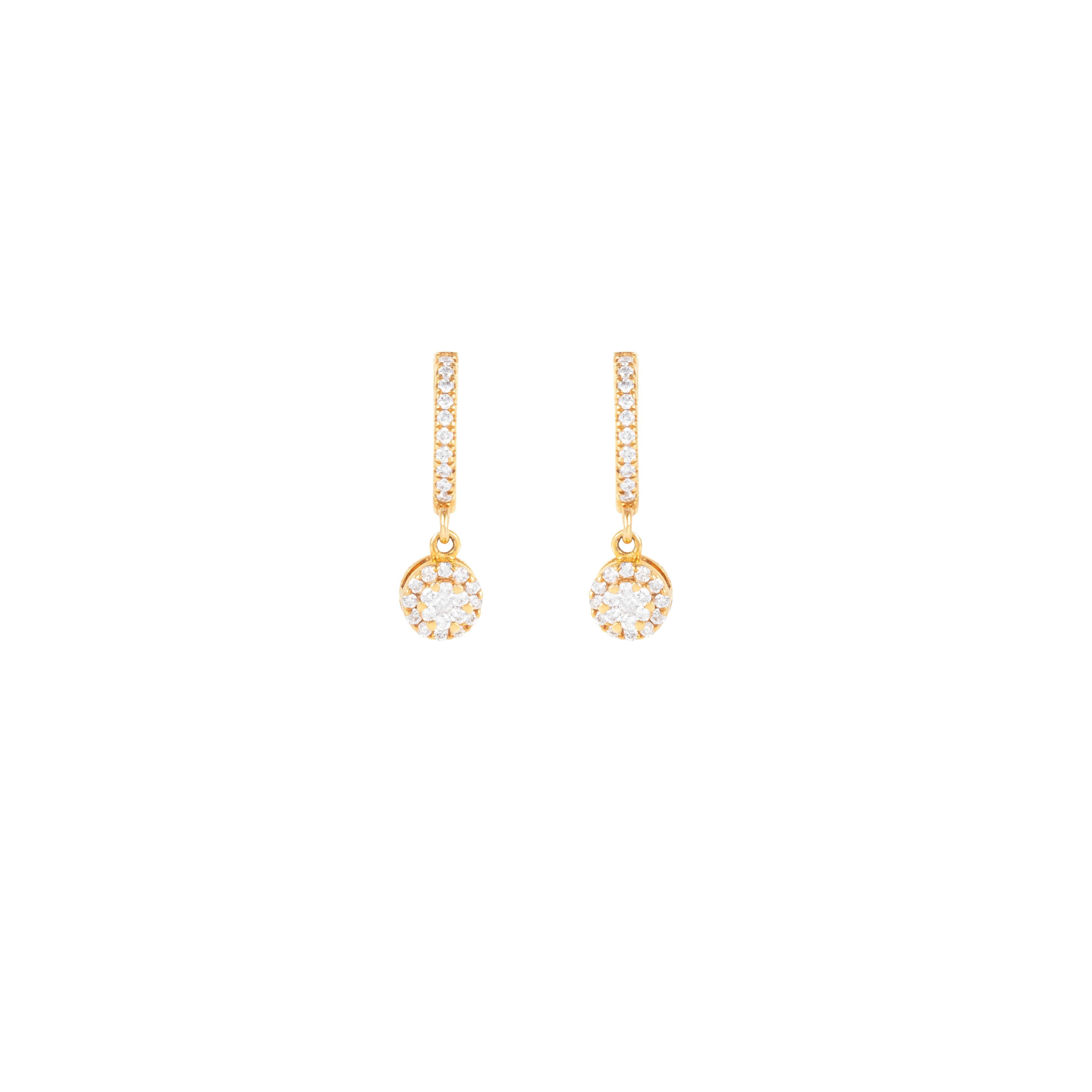 Pendientes de gota de diamante de oro de 18 quilates de 0,25 quilates Moderno en venta