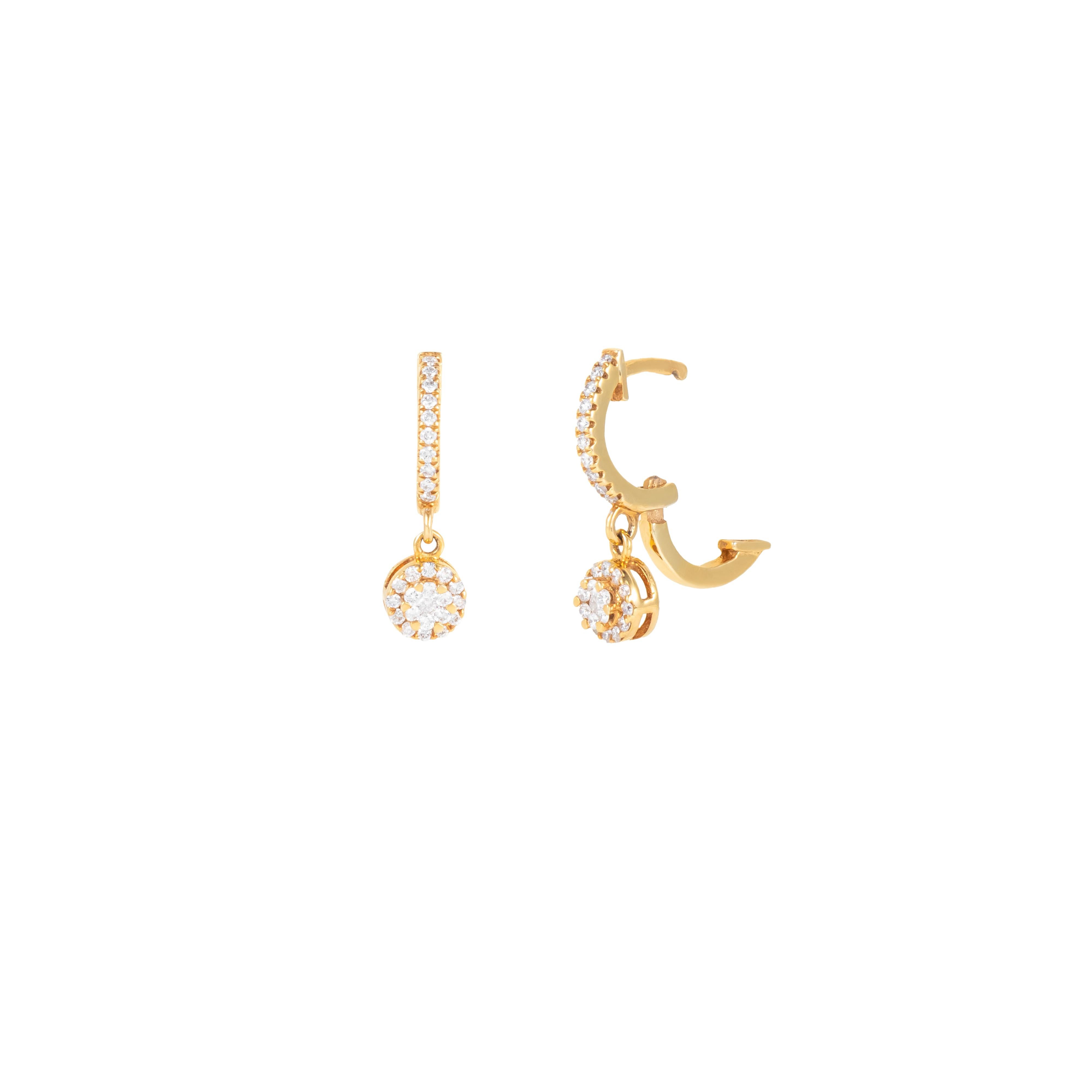 Pendientes de gota de diamante de oro de 18 quilates de 0,25 quilates Corte brillante en venta