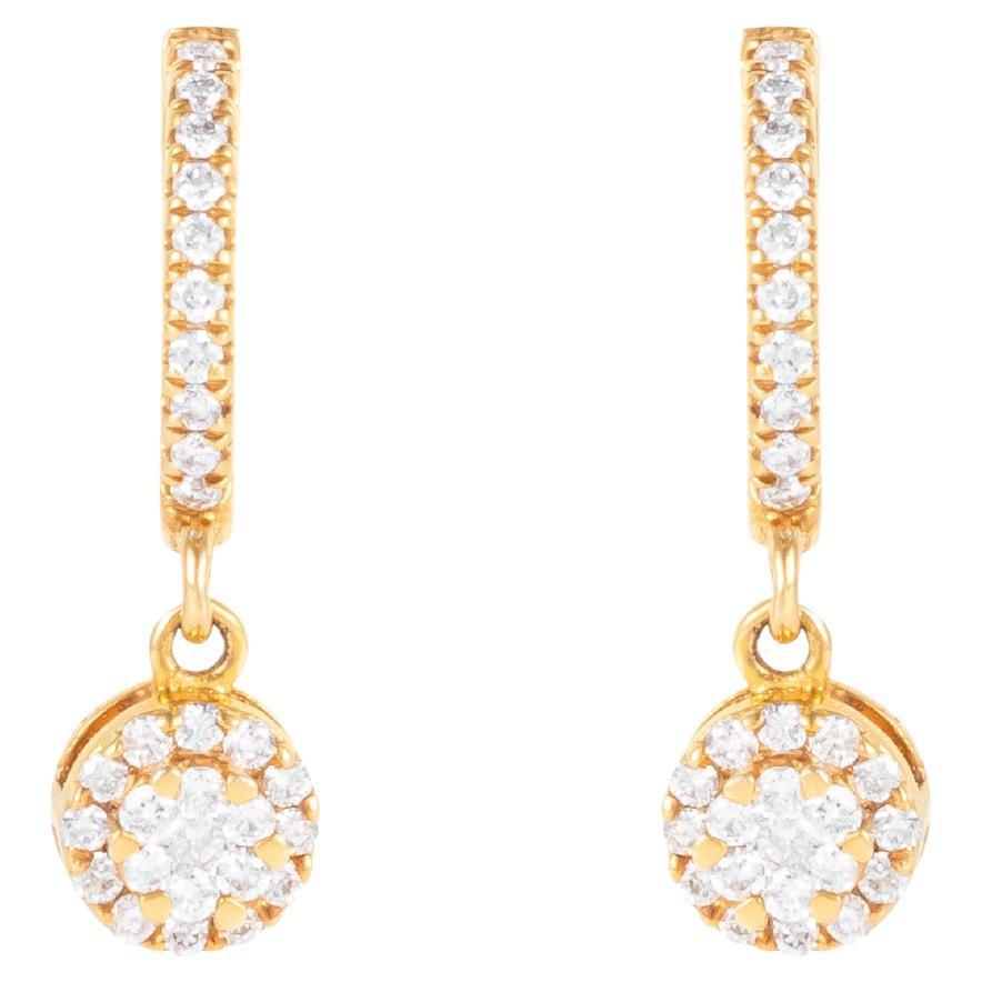 Boucles d'oreilles pendantes en or 18 carats avec diamant de 0,25 carat