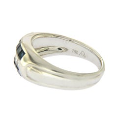 18 Karat Gold 0.52 Carat Diamonds and 1.04 Carat Blue Sapphire Wedding Band Ring
