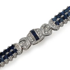 18 Karat Gold 0.52 Carat Diamonds and 8.50 Carat French Cut Sapphires Bracelet
